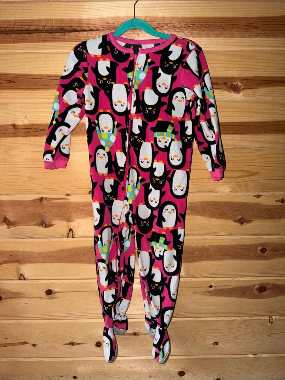 Carter's Pink Penguin Print Footed One-Piece Pajamas